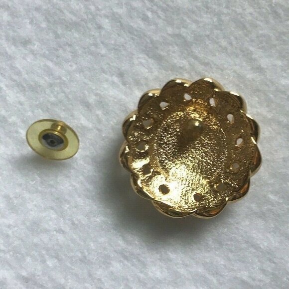 Vintage Anchor Pierced Earrings Line One Gold Red - Picture 4 of 6